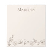 パーソナライズされたエレガントでシンプルなニュートラルカラーのフラワーズ ノートパッド (正面)