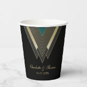 パーソナライズされたエレガントなアートデコウェディング 紙コップ (正面)