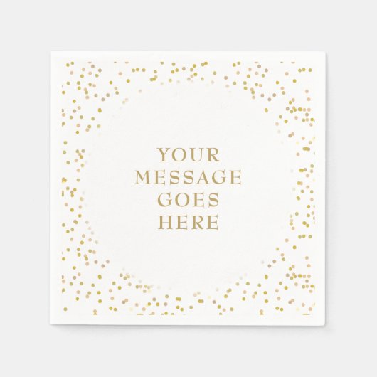 パーソナライズされたエレガントなゴールドダストコンフェッティ スタンダードカクテルナプキン (正面)