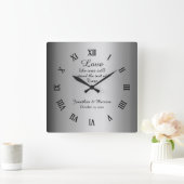 パーソナライズされたエレガントなゴールドフォイルの結婚記念品 スクエア壁時計 (ホーム)