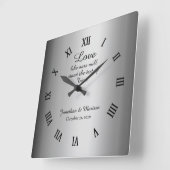 パーソナライズされたエレガントなゴールドフォイルの結婚記念品 スクエア壁時計 (傾斜)