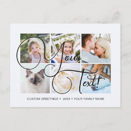 パーソナライズされたエレガントなスクリプト 6 枚の写真 ユニバーサル ポストカード