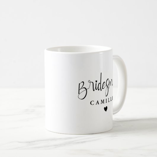 パーソナライズされたエレガントなブライズメイド ウェディング コーヒーマグカップ (正面右)