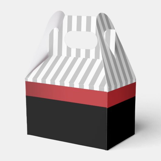 パーソナライズされたエレガントなモダンな赤いリボンとストライプ フェイバーボックス (裏面サイド)