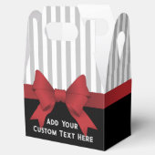 パーソナライズされたエレガントなモダンな赤いリボンとストライプ フェイバーボックス (オープン)