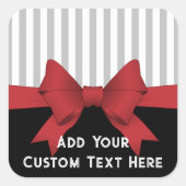 パーソナライズされたエレガントなモダンな赤いリボンのギフト スクエアシール (正面)