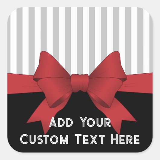 パーソナライズされたエレガントなモダンな赤いリボンのギフト スクエアシール (正面)
