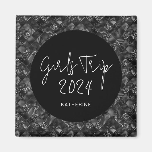 パーソナライズされたエレガントな女子旅用偽のグリッター・ホイル マグネット (正面)