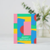 パーソナライズされたエレガントな抽象カラーアート誕生日 ポストカード (スタンド正面)