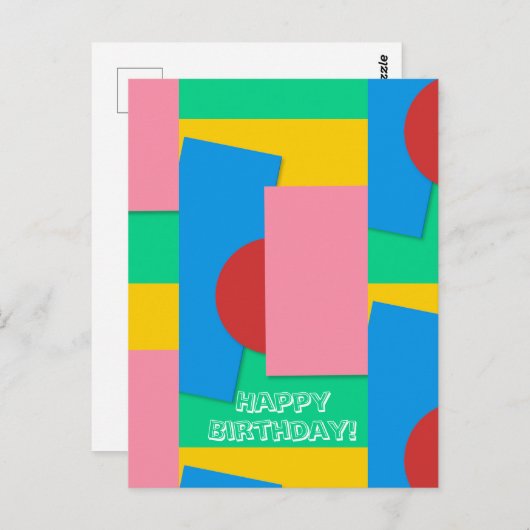 パーソナライズされたエレガントな抽象カラーアート誕生日 ポストカード (正面/裏面)