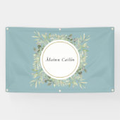 パーソナライズされたエレガントな水彩グリーン フォリア 横断幕 (横)