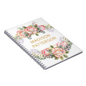 パーソナライズされたエレガントな水彩花柄の女の子らしい chic ノートブック (右側)