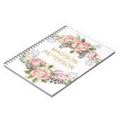 パーソナライズされたエレガントな水彩花柄の女の子らしい chic ノートブック (左側)