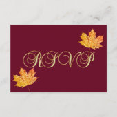 パーソナライズされたエレガントな秋のバーガンディー出欠確認 ウェディング 出欠カード (正面)