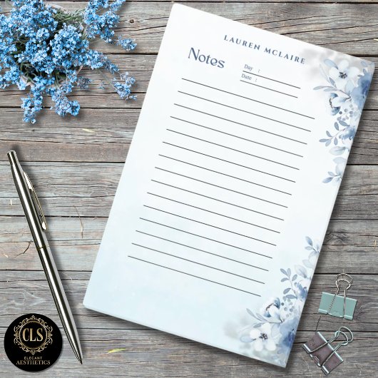 パーソナライズされたエレガントな青い花のポストイット® ノート ポストイット