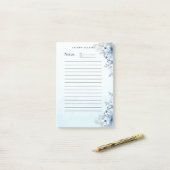 パーソナライズされたエレガントな青い花のポストイット® ノート ポストイット (デスク上)