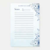 パーソナライズされたエレガントな青い花のポストイット® ノート ポストイット (正面)