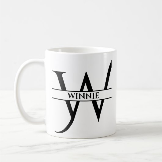 パーソナライズされたエレガントイニシャル コーヒーマグカップ (左)