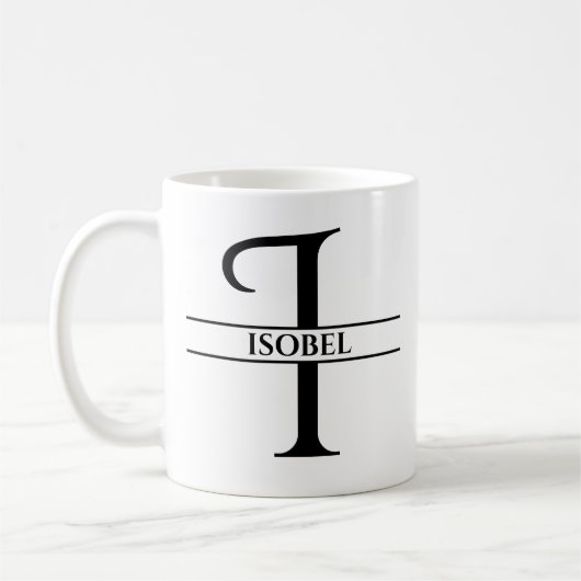 パーソナライズされたエレガントイニシャル コーヒーマグカップ (左)
