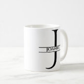 パーソナライズされたエレガントイニシャル コーヒーマグカップ (正面右)