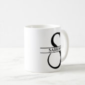 パーソナライズされたエレガントイニシャル コーヒーマグカップ (正面右)