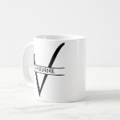 パーソナライズされたエレガントイニシャルV コーヒーマグカップ (正面左)