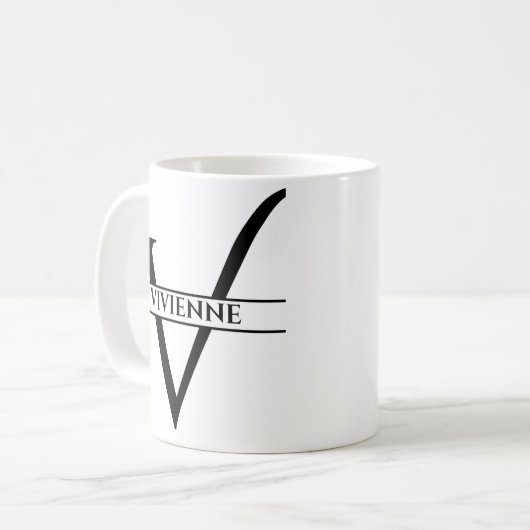 パーソナライズされたエレガントイニシャルV コーヒーマグカップ (正面左)