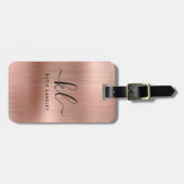 パーソナライズされたエレガントカスタムScriptフェイクバラ金ゴールド ラゲッジタグ (正面横)