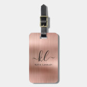 パーソナライズされたエレガントカスタムScriptフェイクバラ金ゴールド ラゲッジタグ (正面縦)