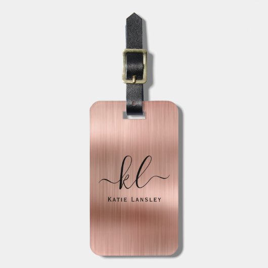 パーソナライズされたエレガントカスタムScriptフェイクバラ金ゴールド ラゲッジタグ (正面縦)