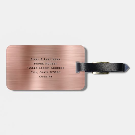 パーソナライズされたエレガントカスタムScriptフェイクバラ金ゴールド ラゲッジタグ (裏面横)