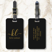 パーソナライズされたエレガントカスタムScriptブラック金ゴールド ラゲッジタグ