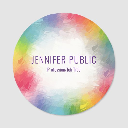 パーソナライズされたエレガントカラフルモダン 名札 (正面)