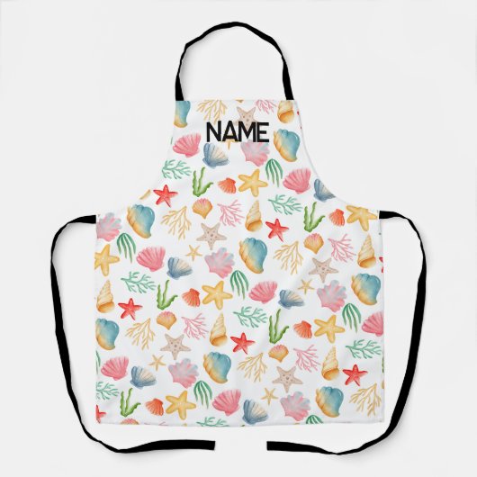 パーソナライズされたエレガントカラフル貝殻海 エプロン (正面)