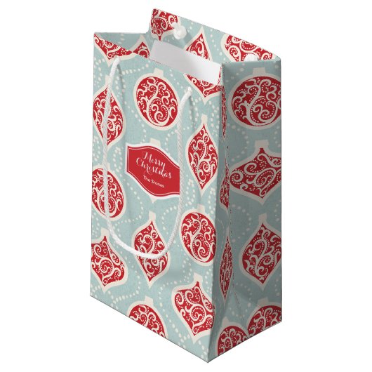 パーソナライズされたエレガントクリスマスオーナメント スモールペーパーバッグ (正面アングル)
