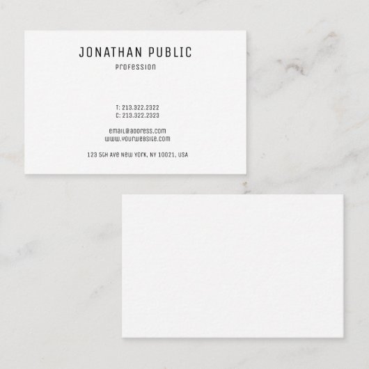 パーソナライズされたエレガントシンプルモダンテンプレート 名刺 (正面/裏面)