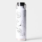 パーソナライズされたエレガントシンプル白黒花模様 ウォーターボトル (正面)