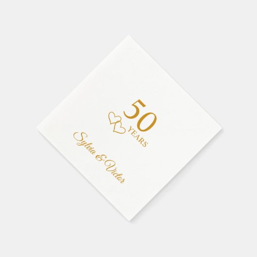 パーソナライズされたエレガントシンプル50周年記念パーティー スタンダードカクテルナプキン (角)