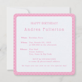 パーソナライズされたエレガントシンプルPink Birthday Party 招待状