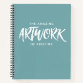 パーソナライズされたエレガントティール（緑がかった色）Sketchbookノート ノートブック (正面)