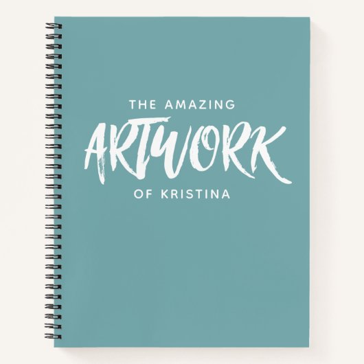 パーソナライズされたエレガントティール（緑がかった色）Sketchbookノート ノートブック (正面)