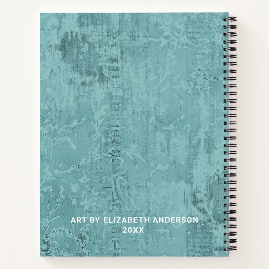 パーソナライズされたエレガントティール（緑がかった色）Sketchbook ノートブック (裏面)