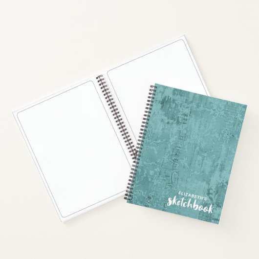 パーソナライズされたエレガントティール（緑がかった色）Sketchbook ノートブック (内部)