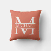 パーソナライズされたエレガントテラコッタモノグラムと名前 クッション (裏面)