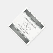 パーソナライズされたエレガントハートシルバー25周年記念 スタンダードカクテルナプキン (角)