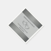 パーソナライズされたエレガントハートシルバー25周年記念 スタンダードカクテルナプキン (角)