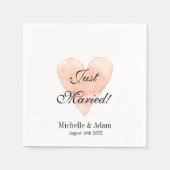 パーソナライズされたエレガントハート結婚ナプキン スタンダードカクテルナプキン (正面)