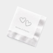 パーソナライズされたエレガントハート25周年記念シルバー 箔ナプキン (左)