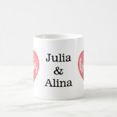 パーソナライズされたエレガントハート コーヒーマグカップ (中央)