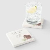 パーソナライズされたエレガントバラ ストーンコースター (横)